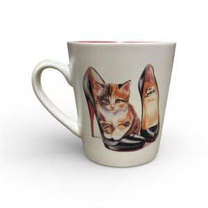 Cat and Heels Mug designer NWOT Christian Loubouton Paris